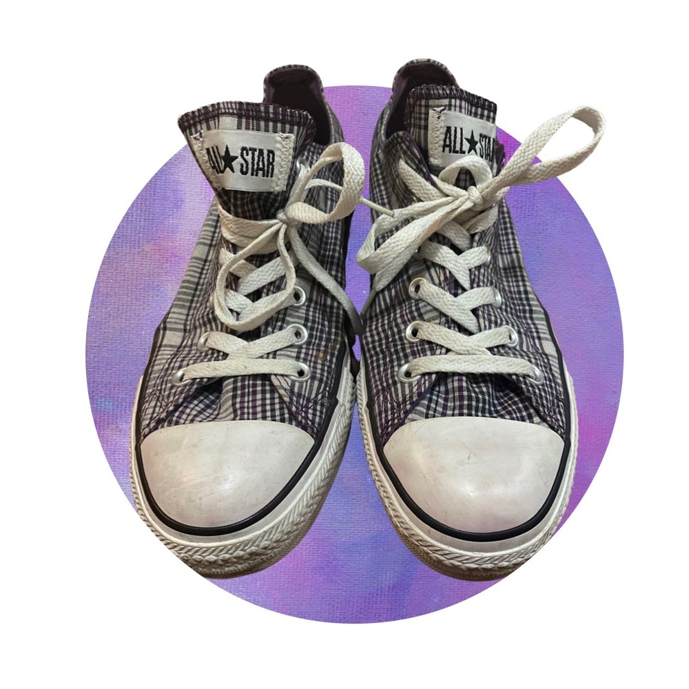 Grey and Purple Plaid Converse Chuck Taylors